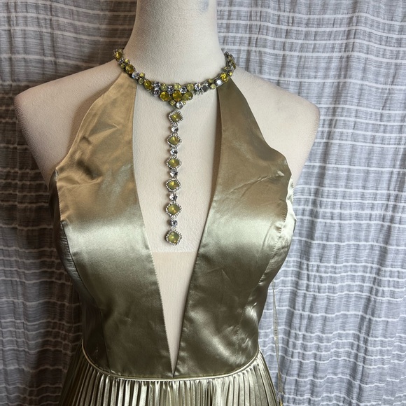 Tarik Ediz Sage Pleated Prom Dress - Picture 4 of 13